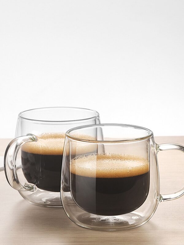 2pcs Glass Mug, Simple Clear Heat Resistant Drinking Mug For Home