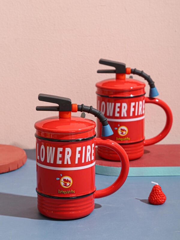1pc Porcelain Cup, Creative Fire Extinguisher Design Coffee Cup For Dining Table